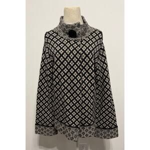 TravelSmith‎ Women's Mock Neck Wool Sweater Jacket Travel Nordic Winter Vintage